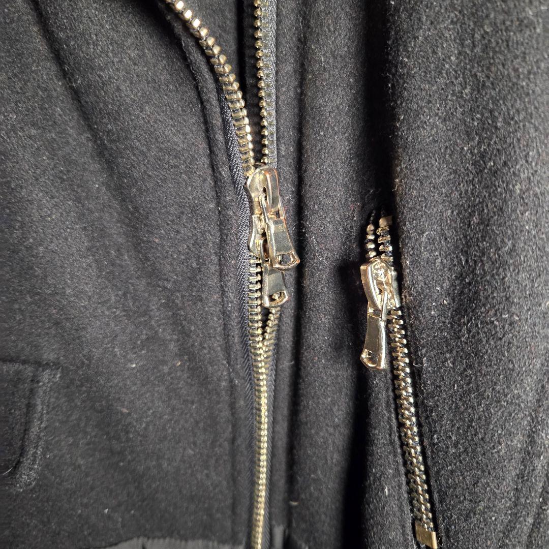 MOSCHINO ライダースコート ダウン ロング 異素材 切替 ウール 黒