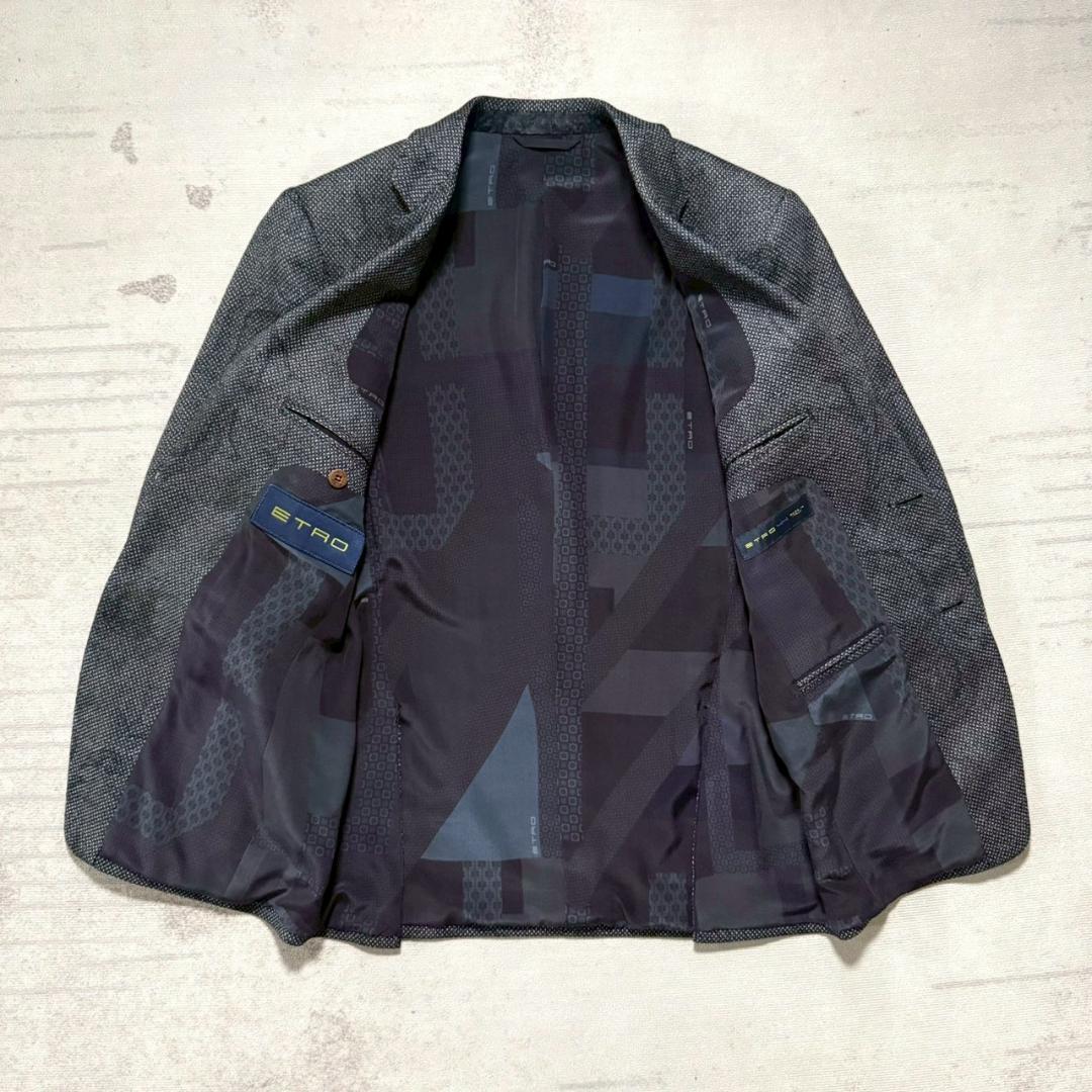 着用1回 ETRO 最高級スーツセットアップ 44 ハンガー ハンカチーフ付