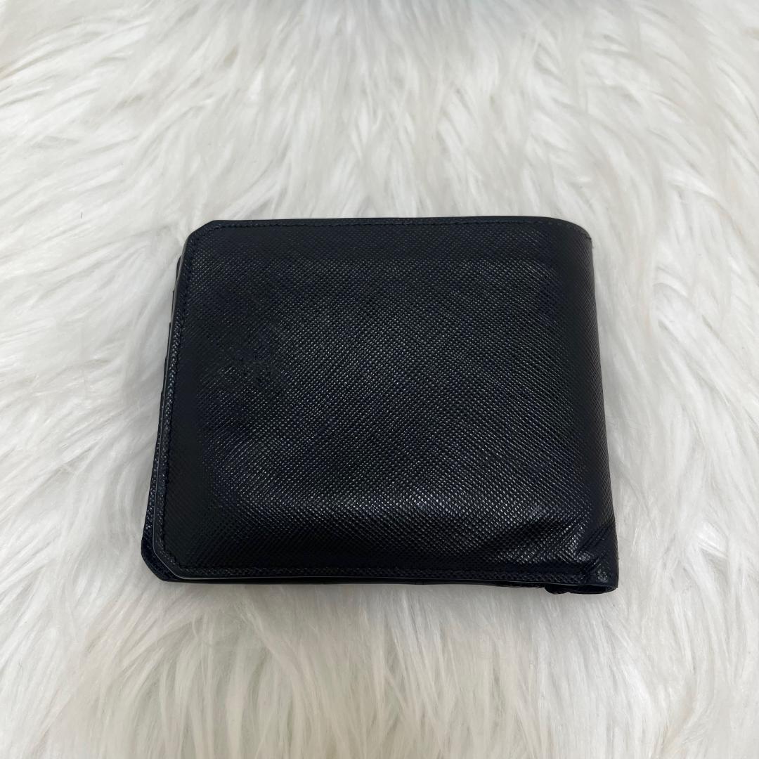 プラダ　PRADA サフィアーノ 二つ折り財布 フィアーノレザー 黒