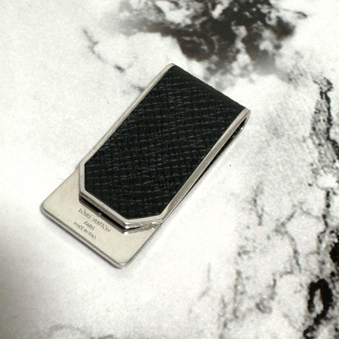 Louis Vuitton レザー マネークリップ ブラック　シルバー