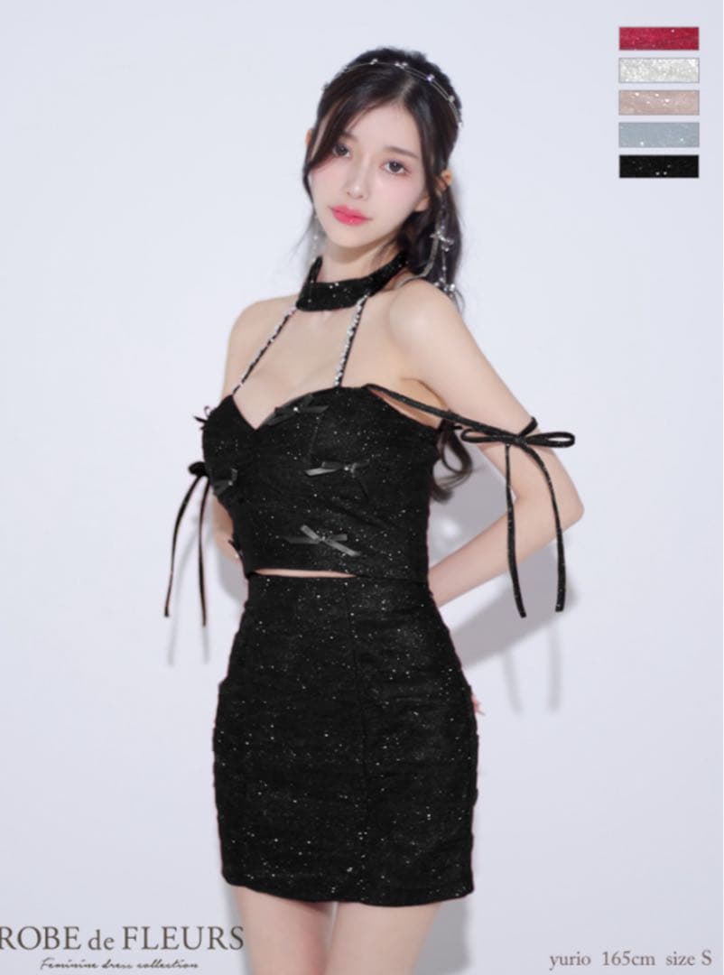 ROBE de FLEURS ブラック ミニドレス