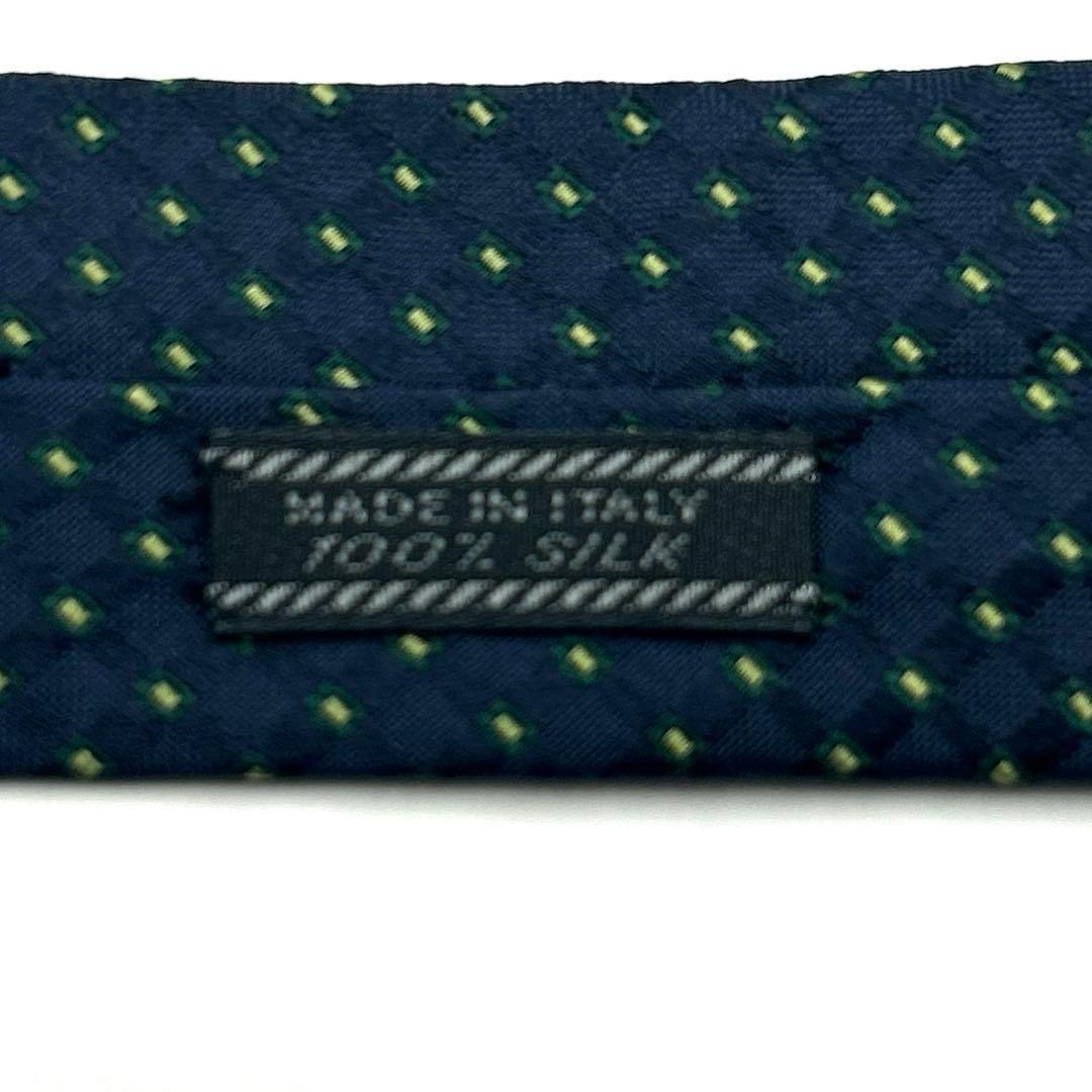 【極美品】PRADA プラダ ネクタイ ネイビー 紺 ライトグリーン 格子柄