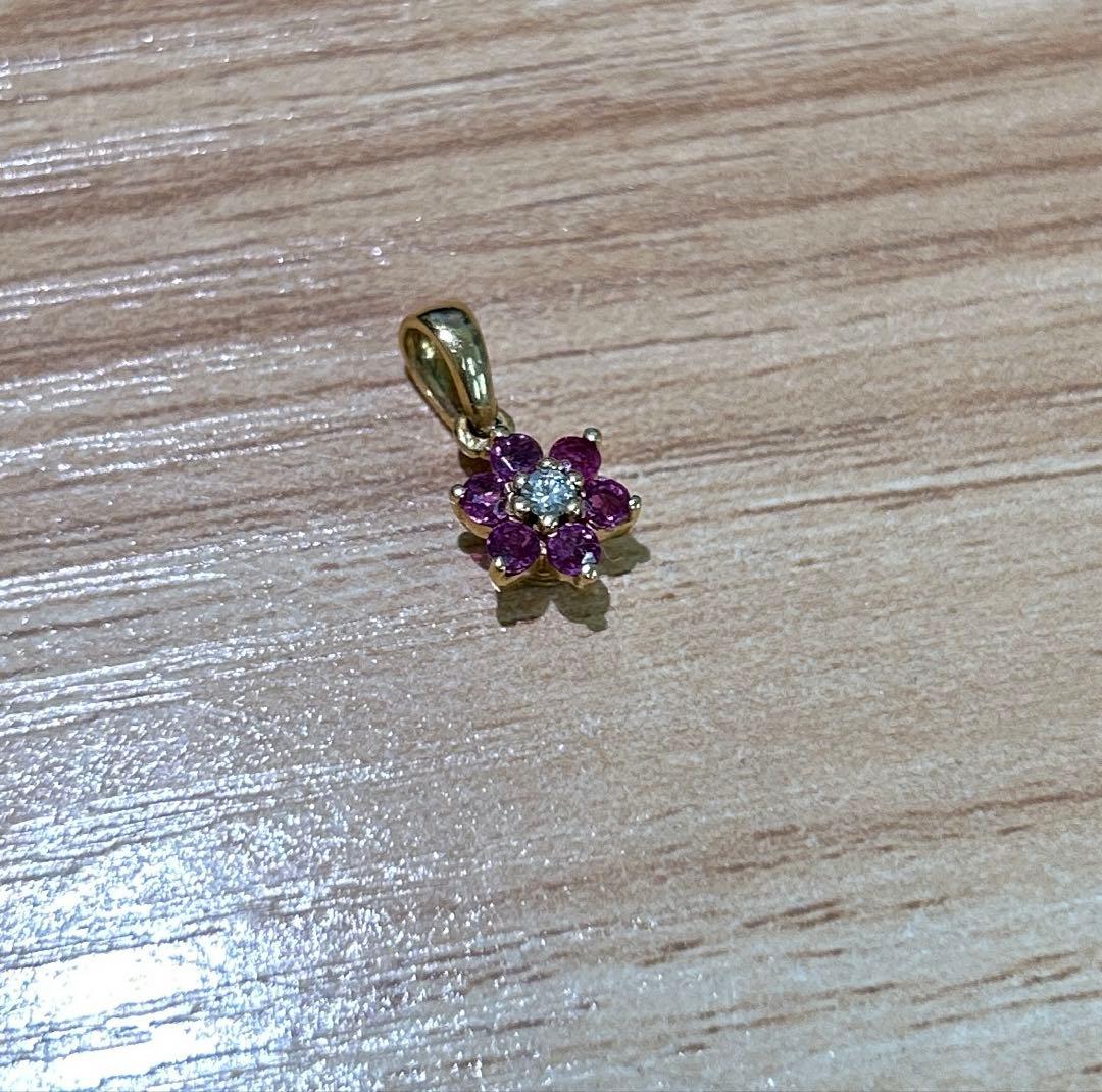 DDS様　K18 トップ　ルビー　ダイヤ　付き　トップのみ　花　ピンク　金