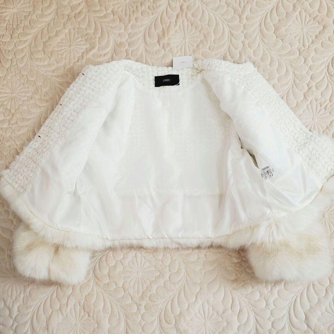 新品✨️ENEU エヌー　ノーカラーファーツイードジャケット コート