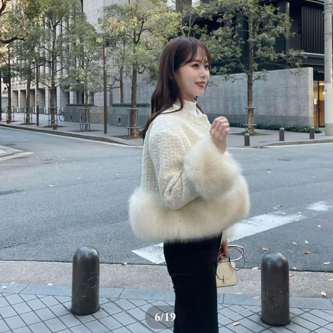 新品✨️ENEU エヌー　ノーカラーファーツイードジャケット コート