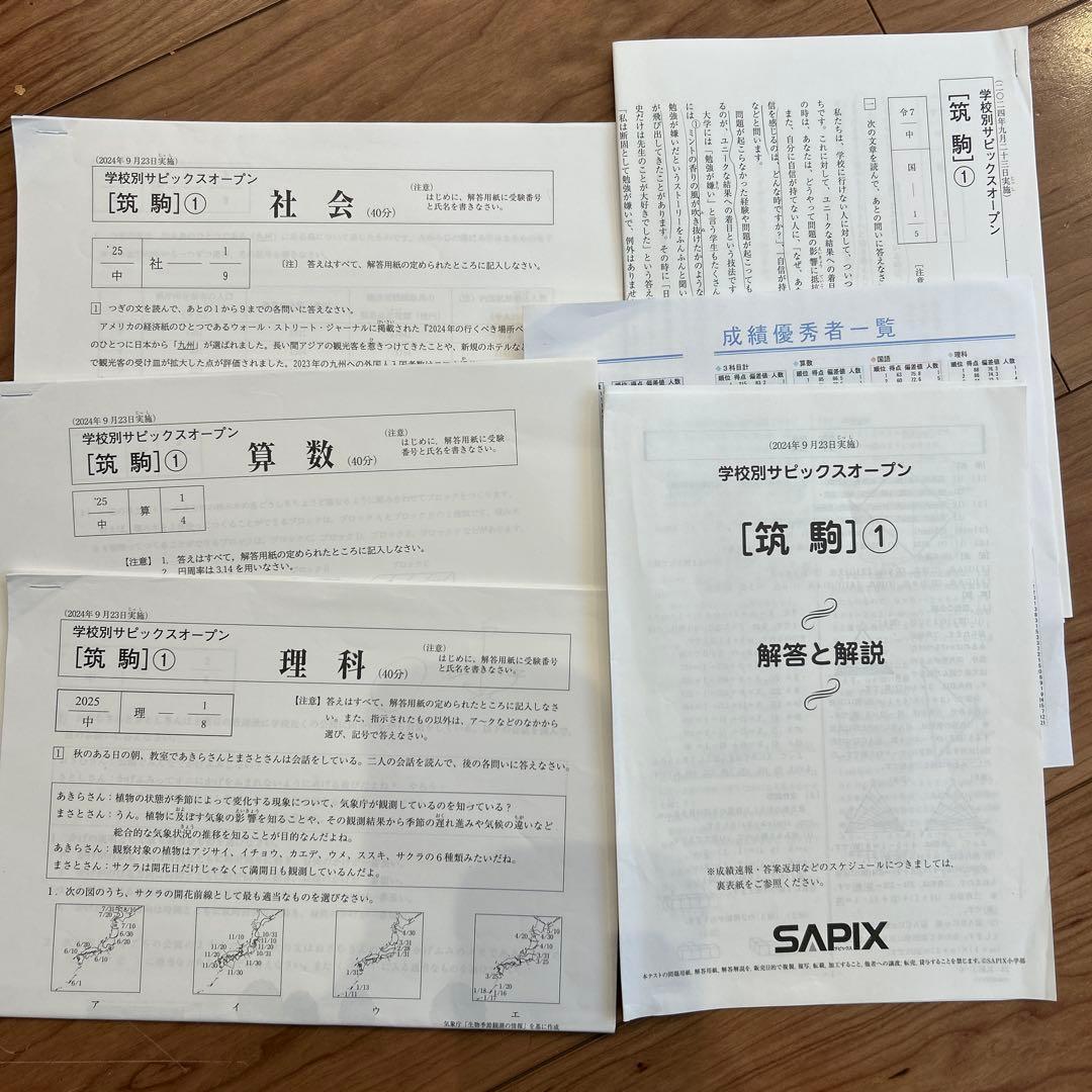 筑駒① 2024年度学校別サピックスオープン