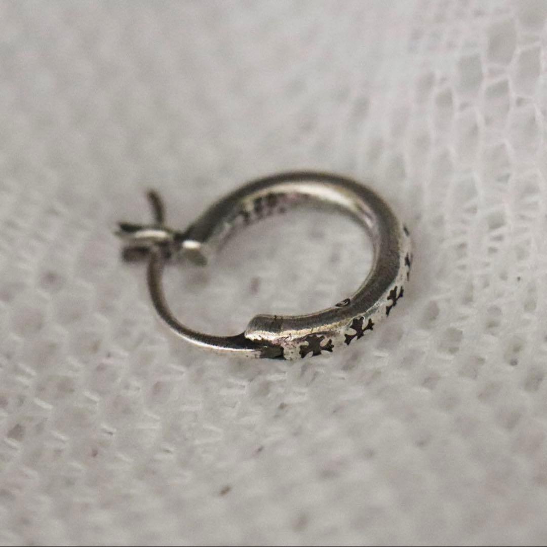 両耳 シルバー925 クロス フープピアス アンティーク調 おしゃれ 十字架