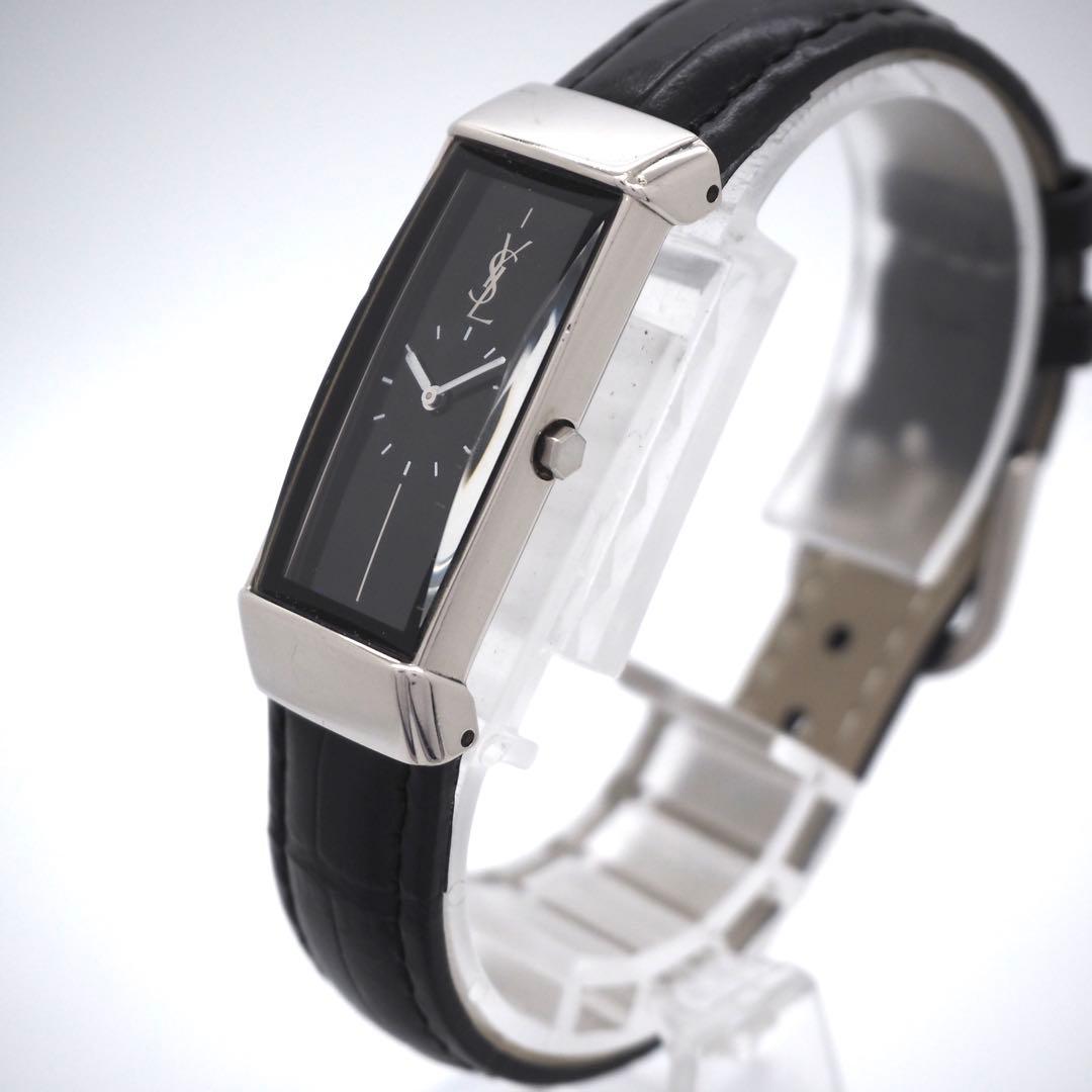 専用45【美品】イヴサンローラン　時計　カットガラス　ブラック　スクエア