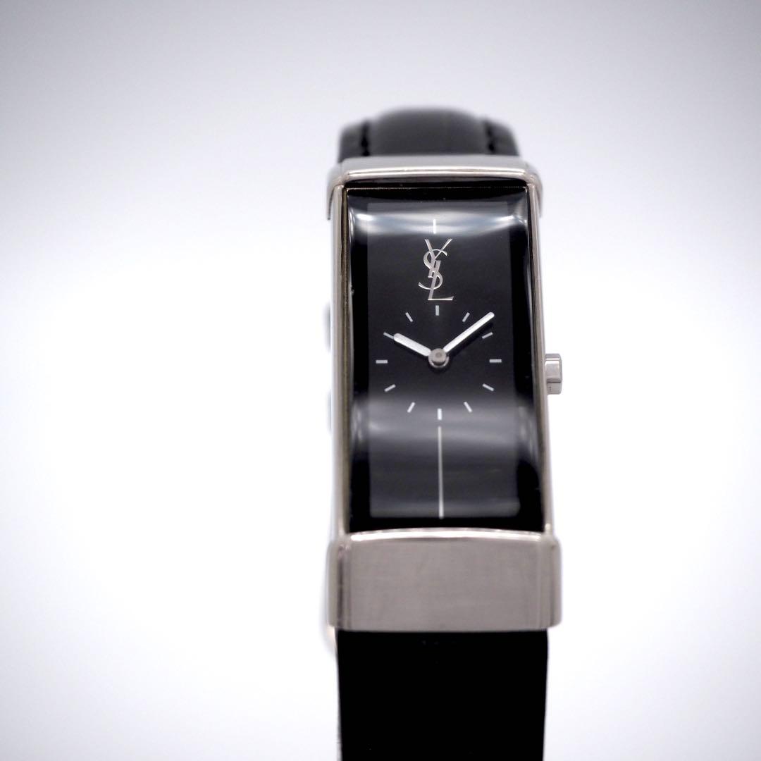 専用45【美品】イヴサンローラン　時計　カットガラス　ブラック　スクエア