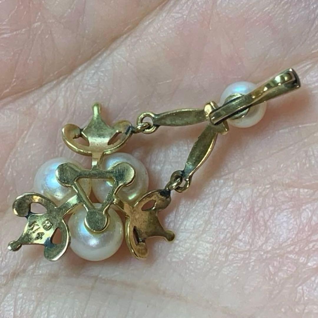 最終価格】真珠 パール チャーム ヴィンテージ gold Pearl 金 K14