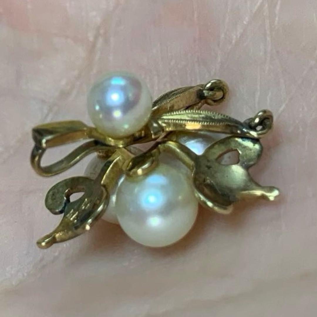 最終価格】真珠 パール チャーム ヴィンテージ gold Pearl 金 K14