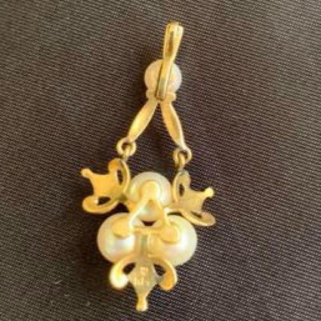 最終価格】真珠 パール チャーム ヴィンテージ gold Pearl 金 K14