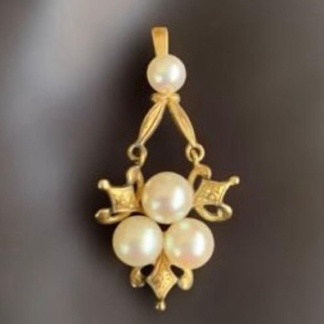 最終価格】真珠 パール チャーム ヴィンテージ gold Pearl 金 K14