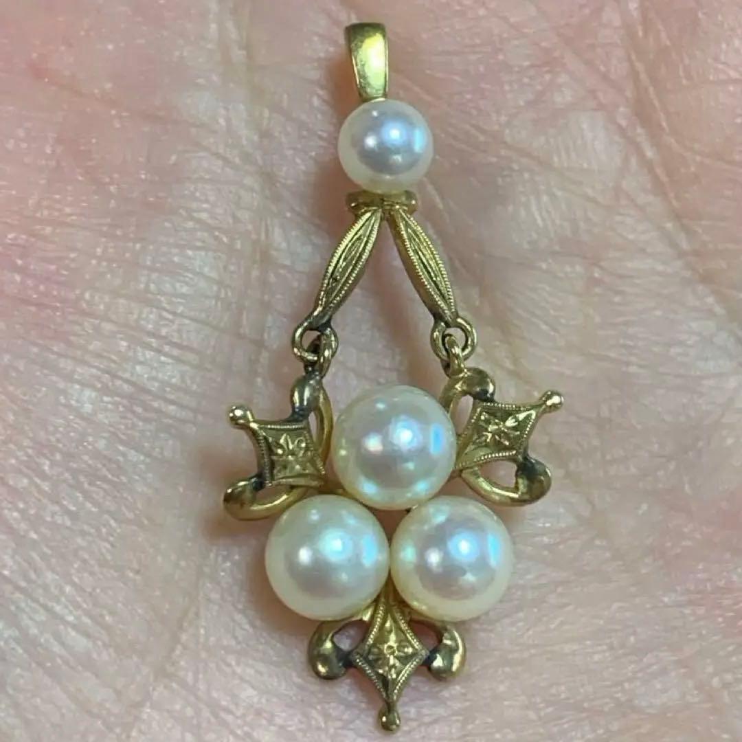 最終価格】真珠 パール チャーム ヴィンテージ gold Pearl 金 K14