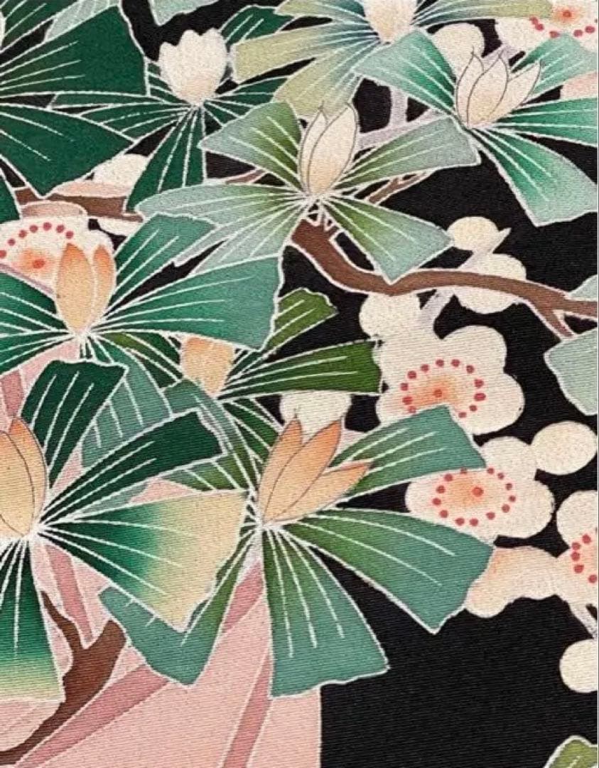 留袖ワンピース　4L/140　作家物/手描き友禅　V襟/フレア袖　正絹