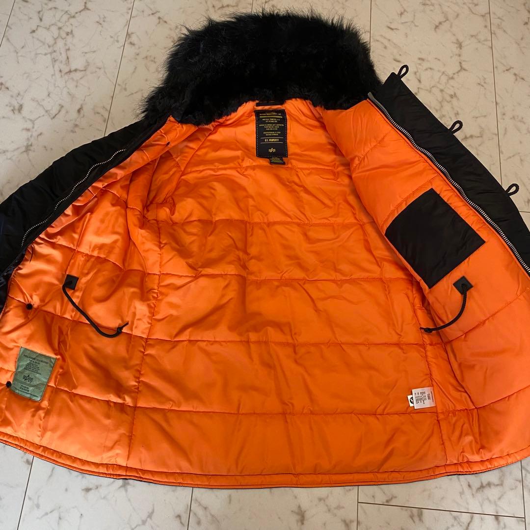 alpha ファー付きフード ミリタリージャケット 黒