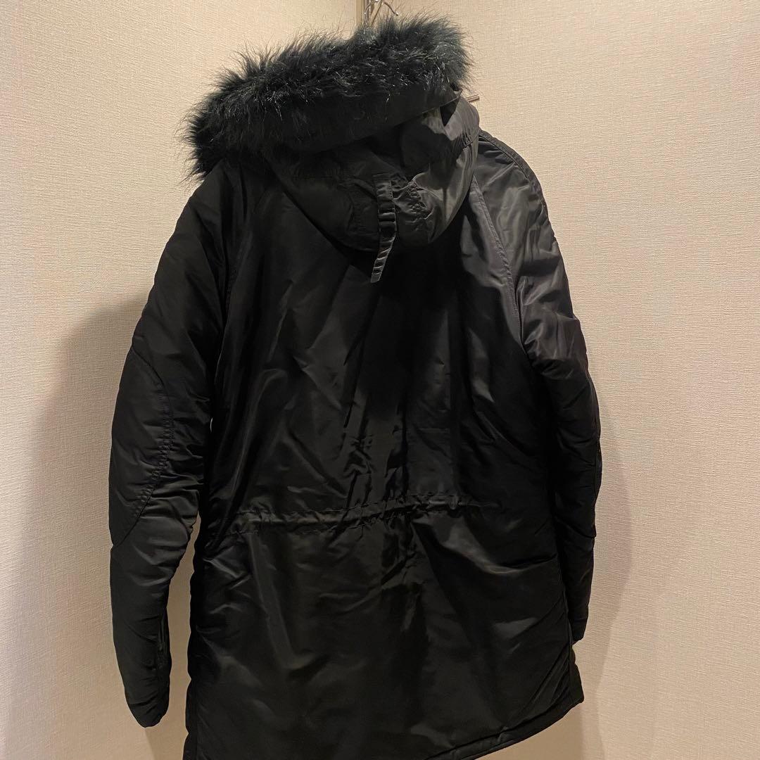 alpha ファー付きフード ミリタリージャケット 黒