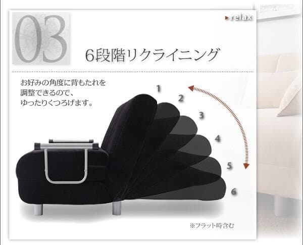 新品未使用　カウチソファベッド　ベット　セミダブル　クッション付き　ブラック