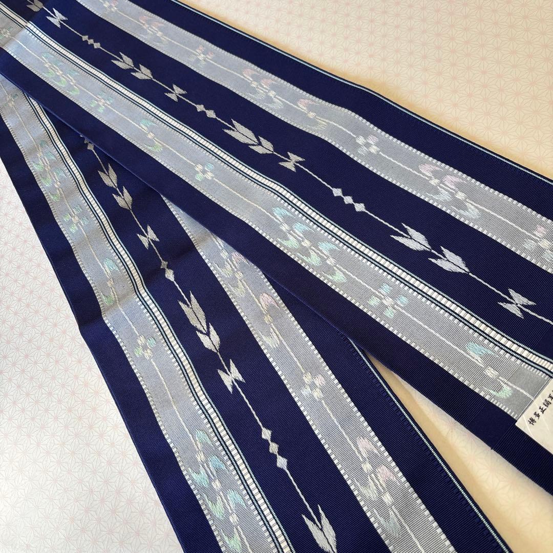 OB74本場筑前博多織小袋帯(半幅帯) 椿 本袋　正絹　新品