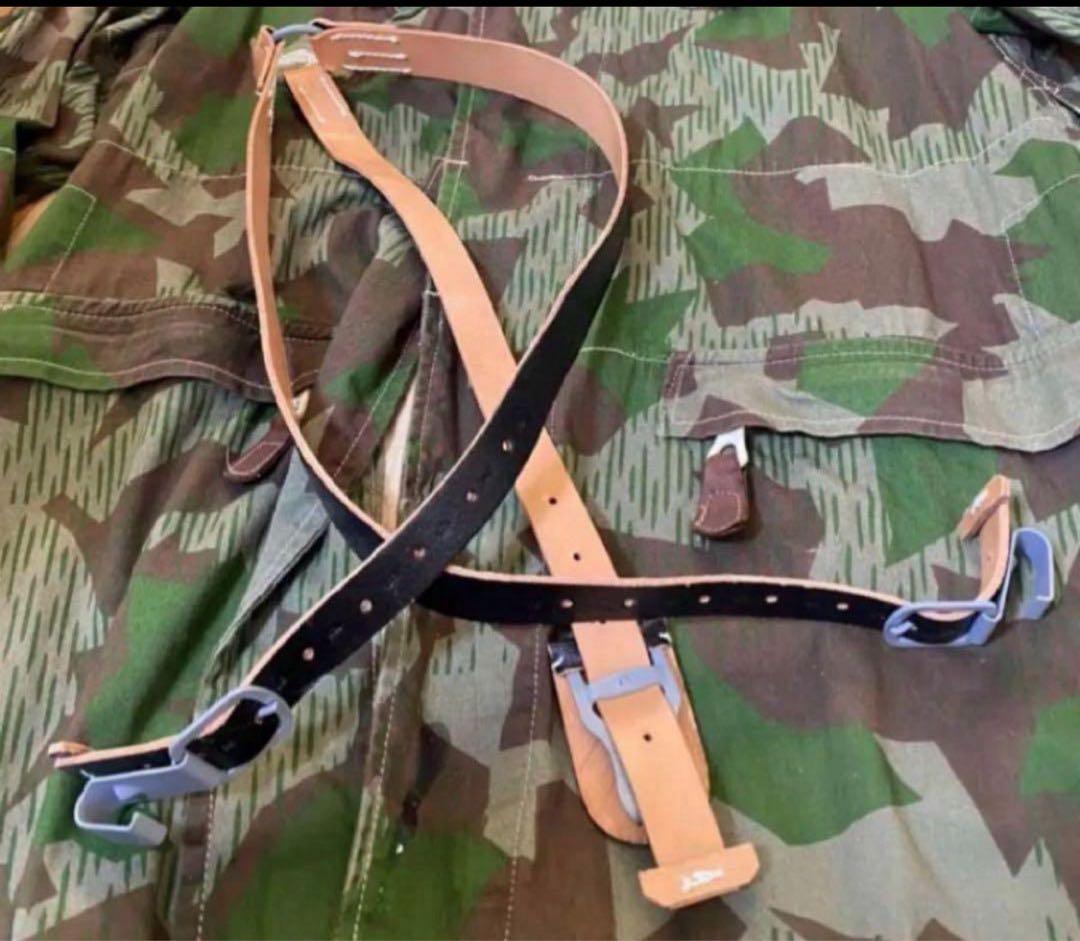 ★さわ★WWⅡドイツ軍降下猟兵用バックル&ベルト＋サスペンダー(レプリカ）