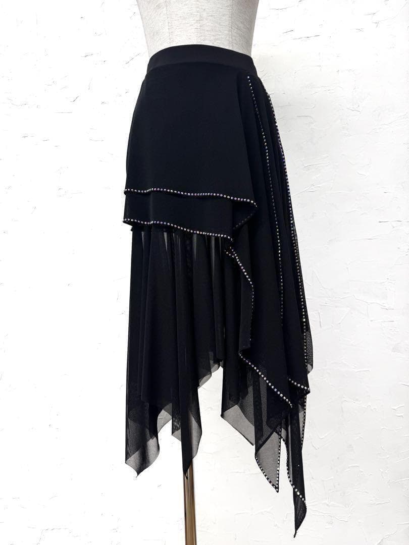 【ラテン】新品　ラインストーン　段々ラテンスカートr328