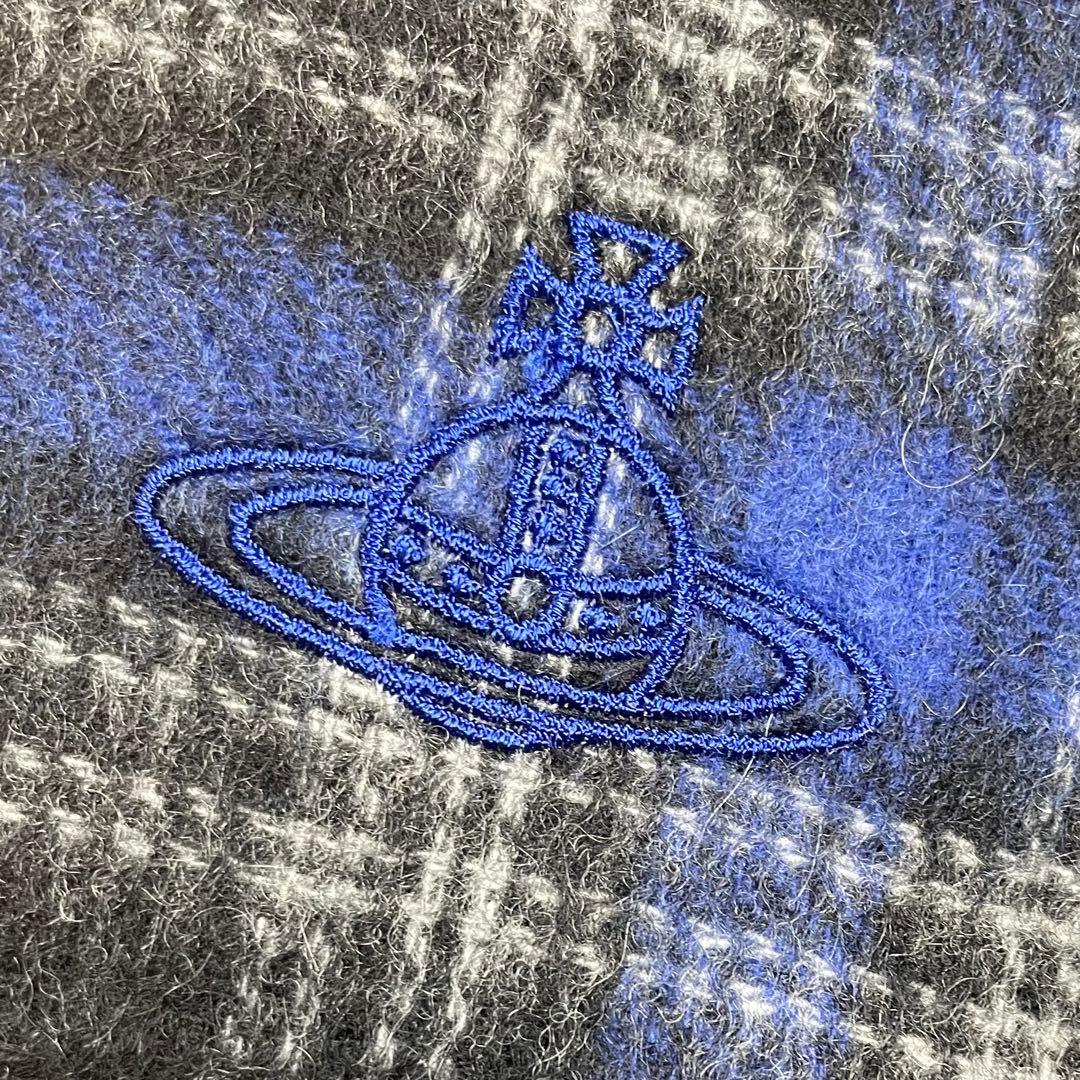 Vivienne Westwood マフラー カシミア ブルー オーブロゴ