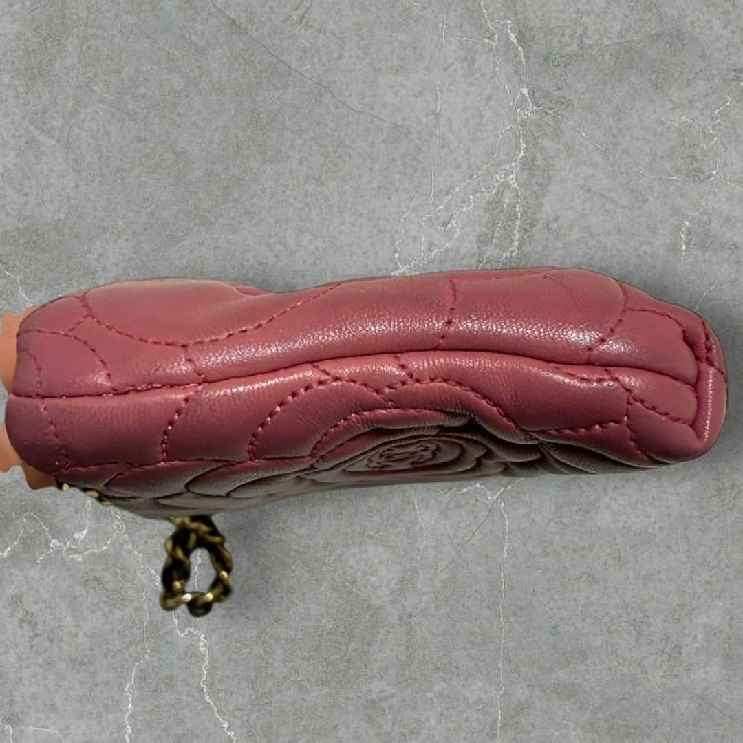 バッグ CHANEL camellia chain leather party bag