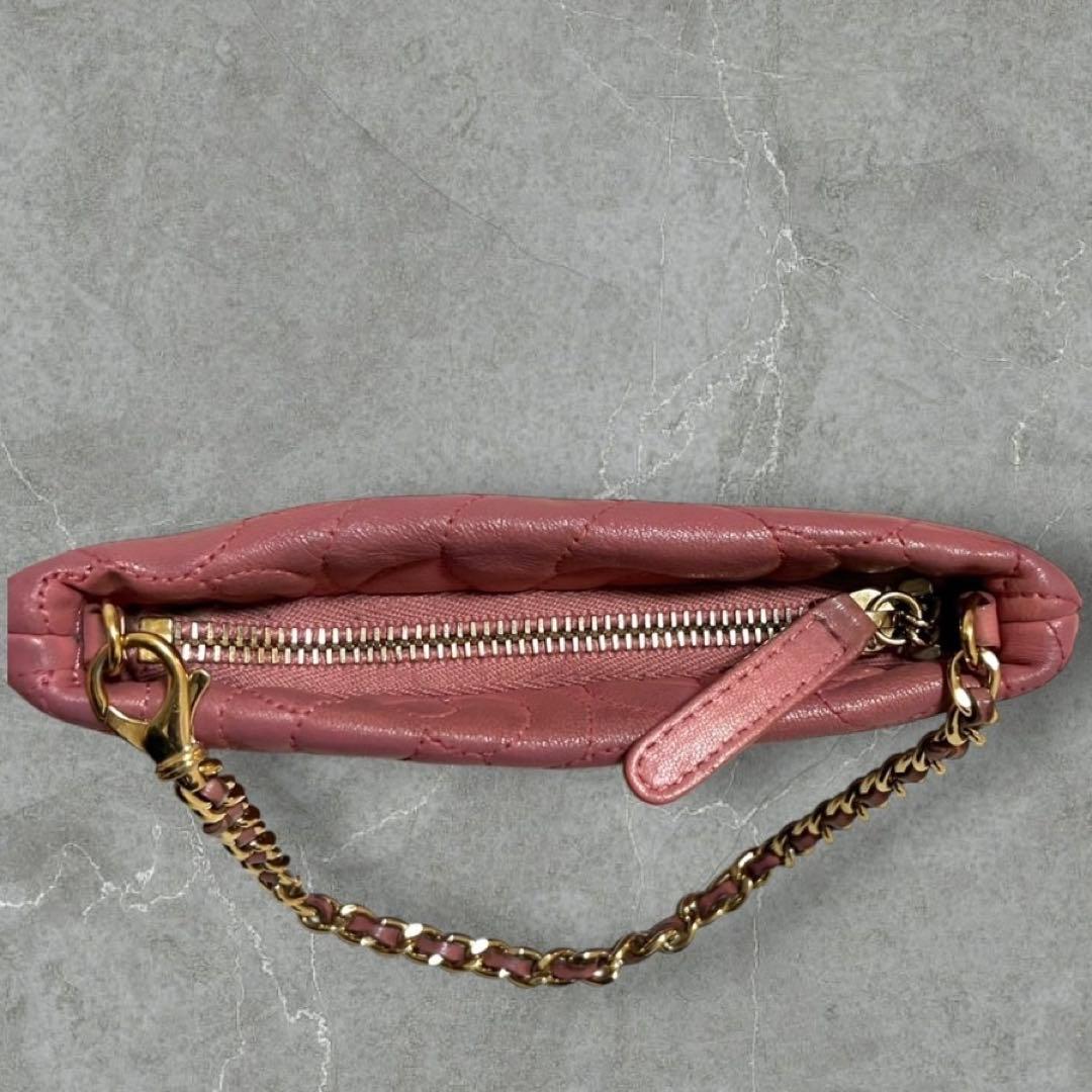 バッグ CHANEL camellia chain leather party bag