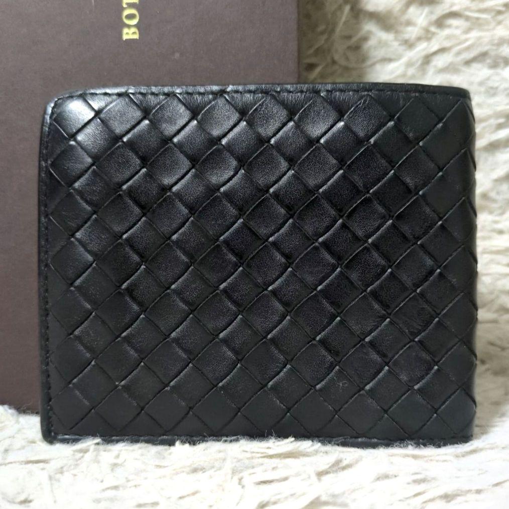美品 RFID搭載 近年モデル BOTTEGA VENETA 二つ折り財布 黒