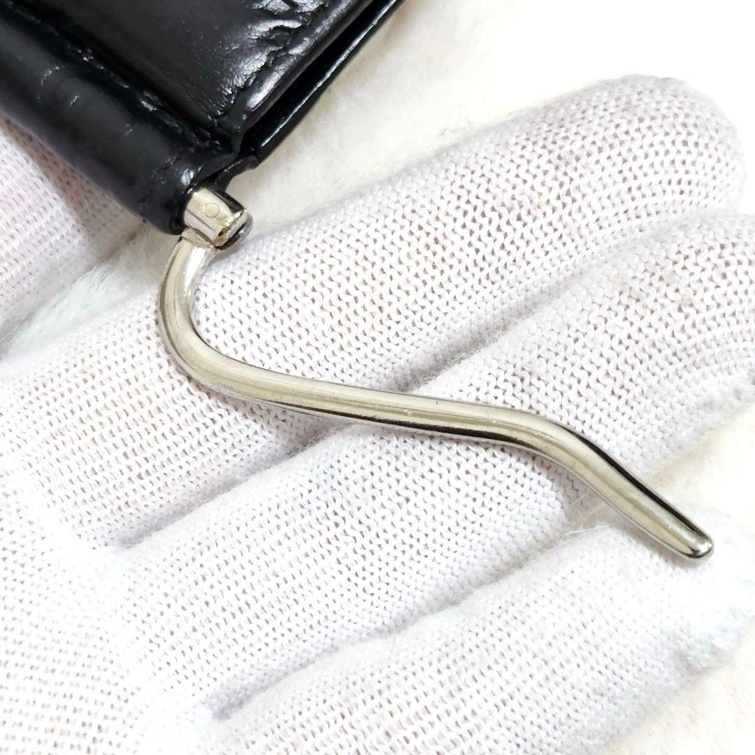 ✨極美品✨グッチ　マネークリップ　シマレザー　二つ折り　レザー　ブラック