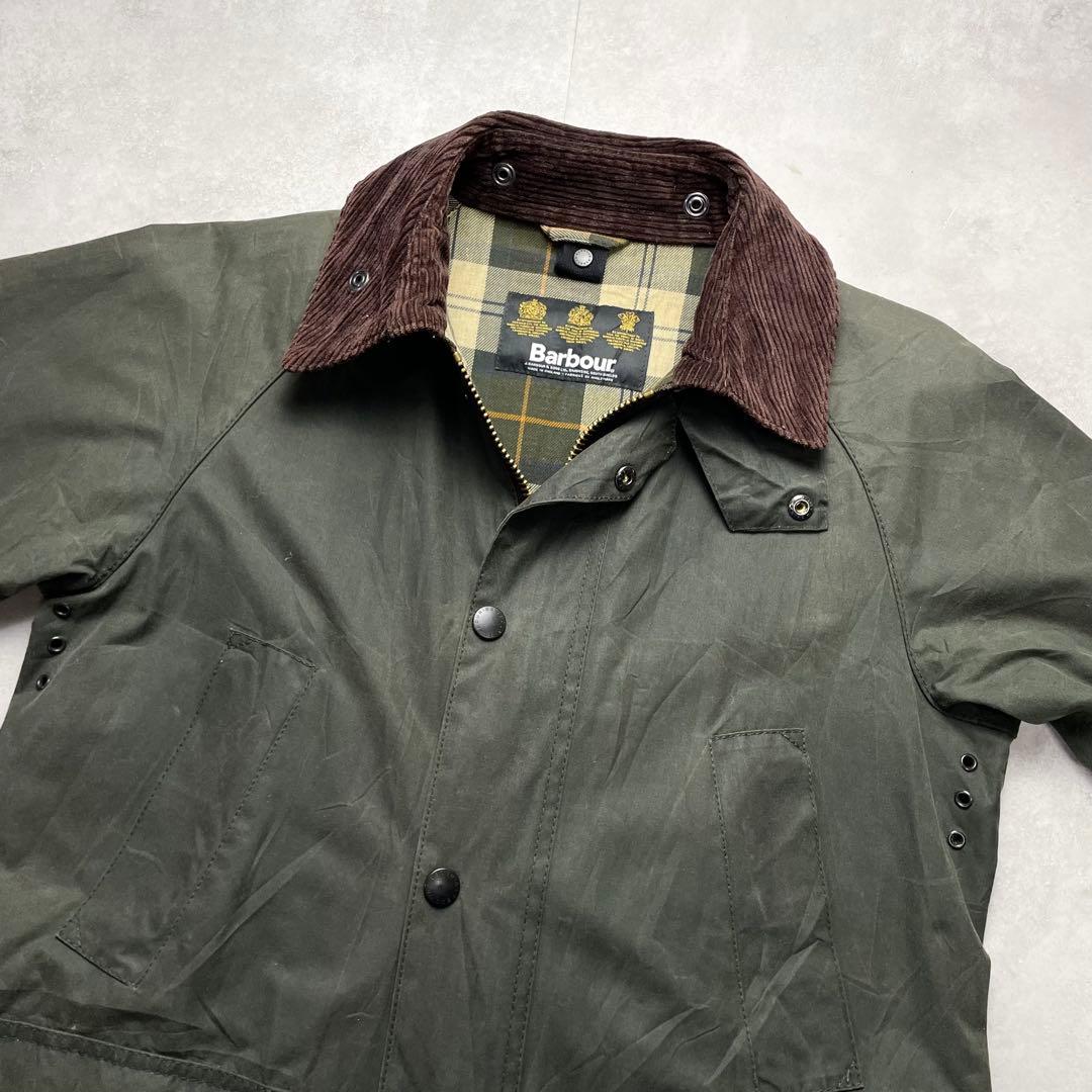英国製 Barbour BEDALE グリーン コーデュロイ襟 オイルド 美品