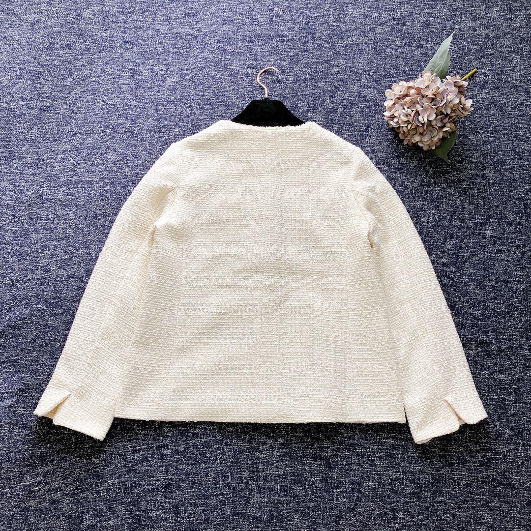 エニィスィス　24AW ツイードノーカラーミドル ジャケット　金ボタン　M