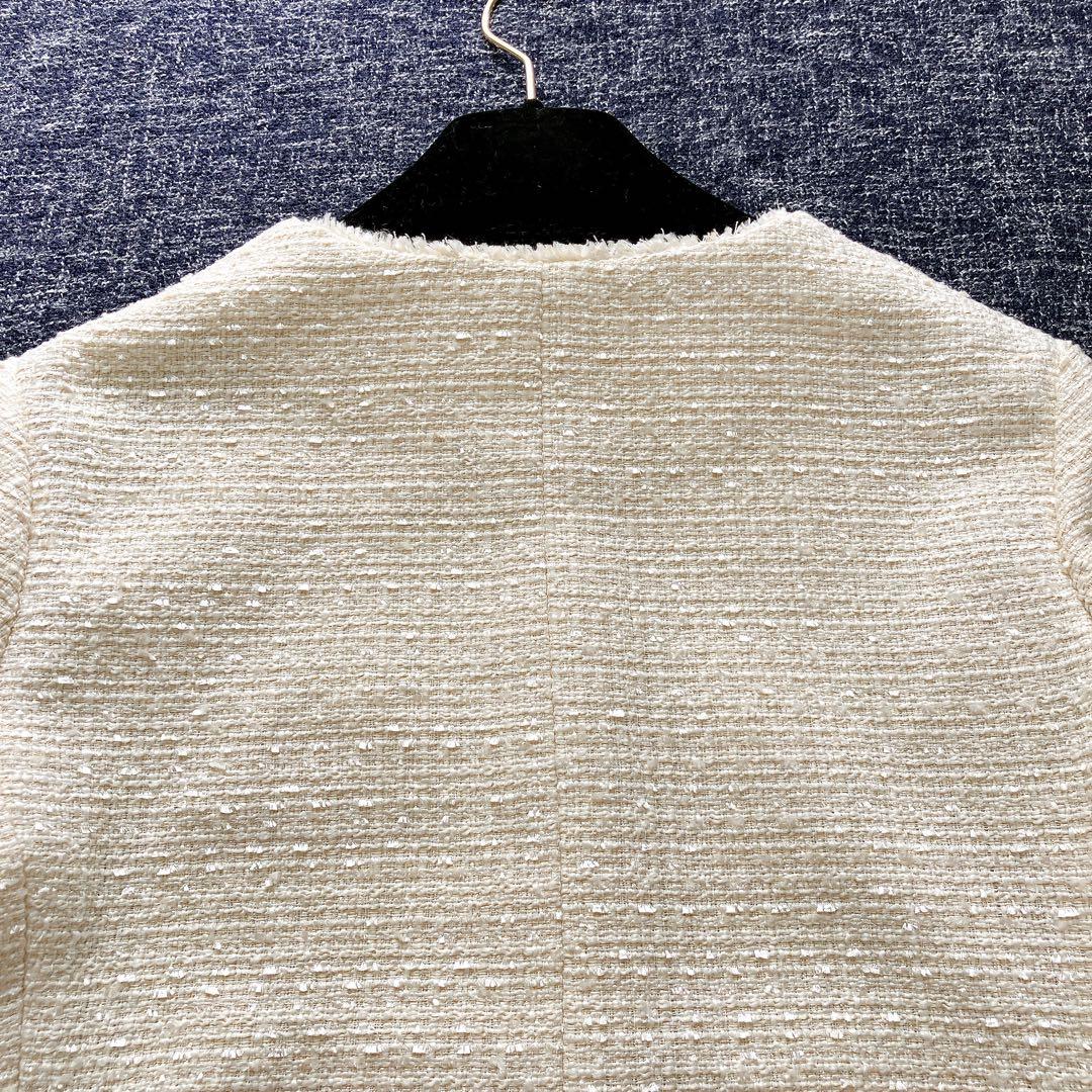 エニィスィス　24AW ツイードノーカラーミドル ジャケット　金ボタン　M