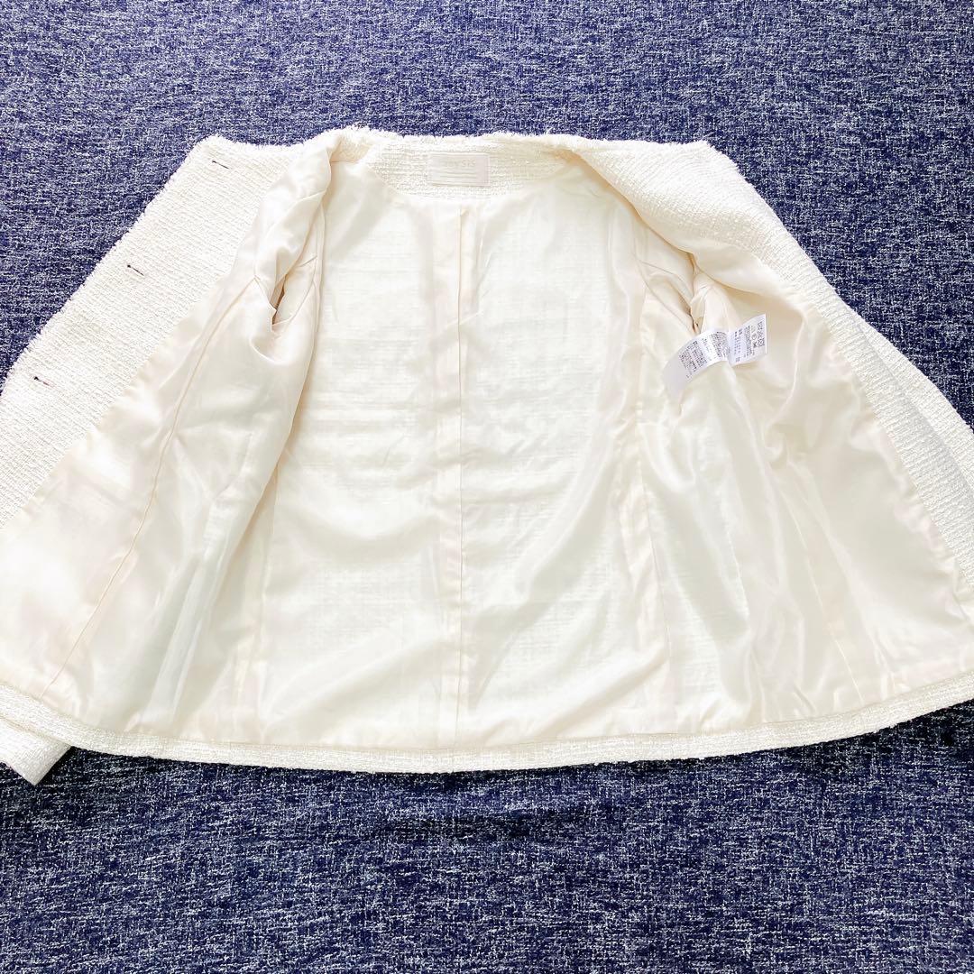 エニィスィス　24AW ツイードノーカラーミドル ジャケット　金ボタン　M