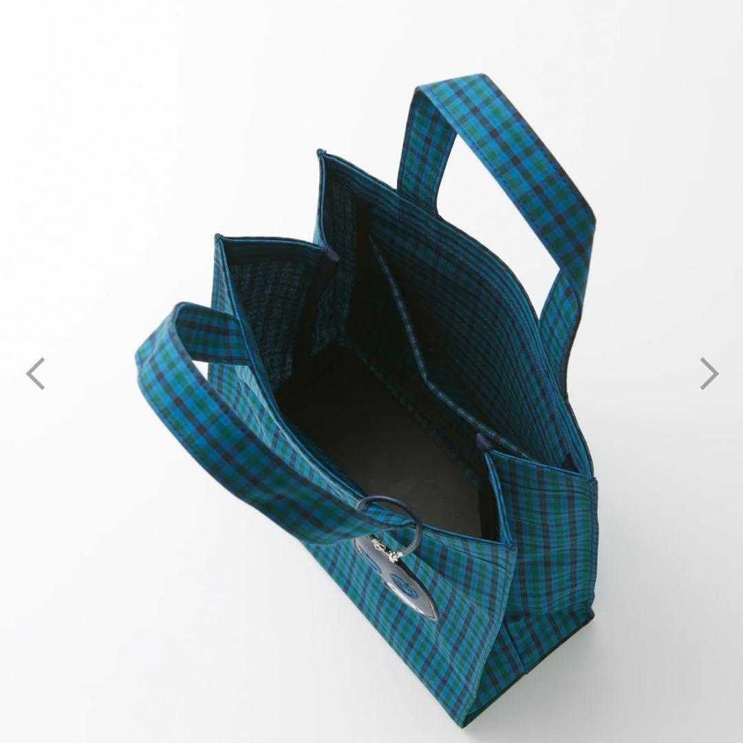 ファミリア 小 トートバッグ 緑 チェック 新品タグ付き