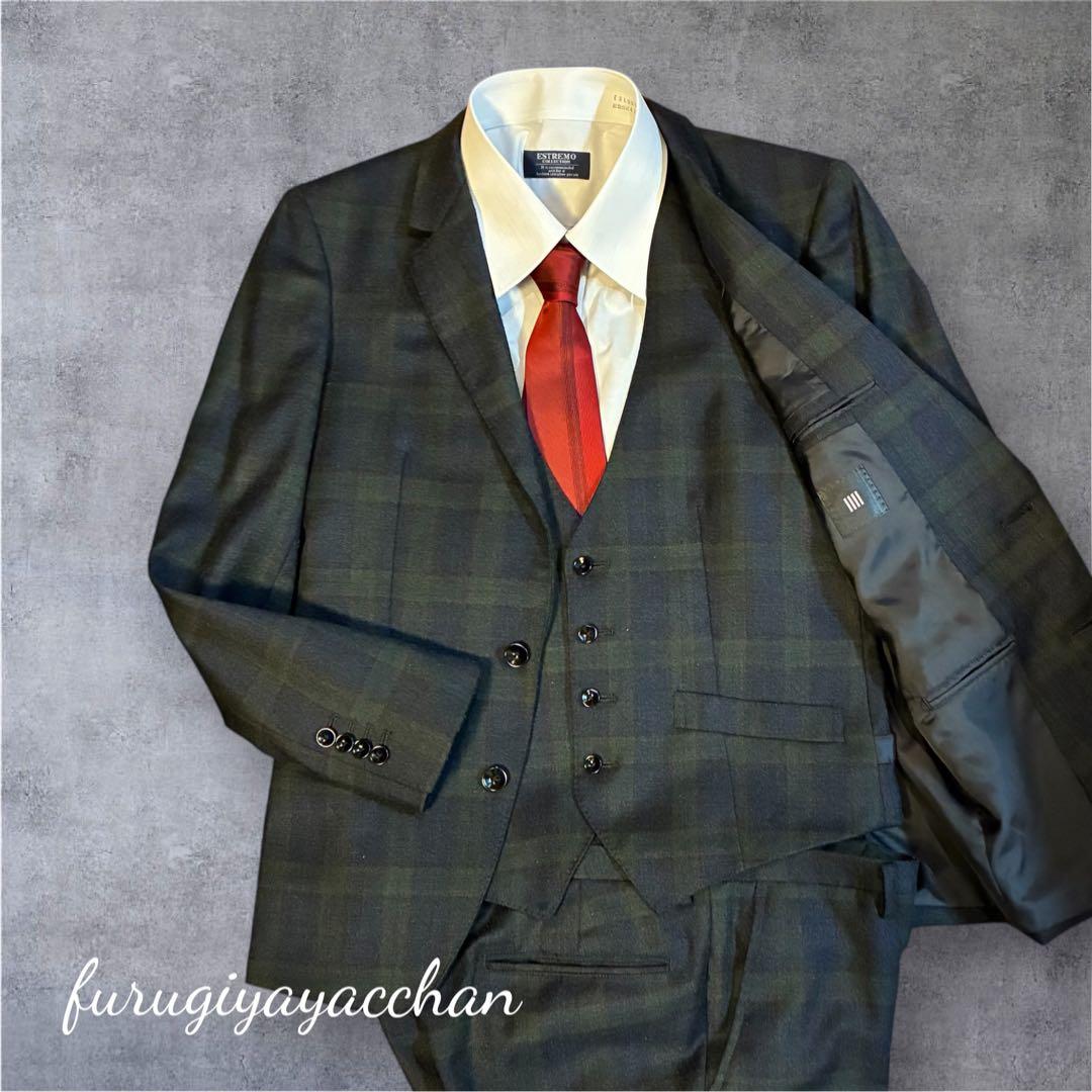 SUIT SELECT グリーン系チェック スリーピース A4 コーデ5点セット