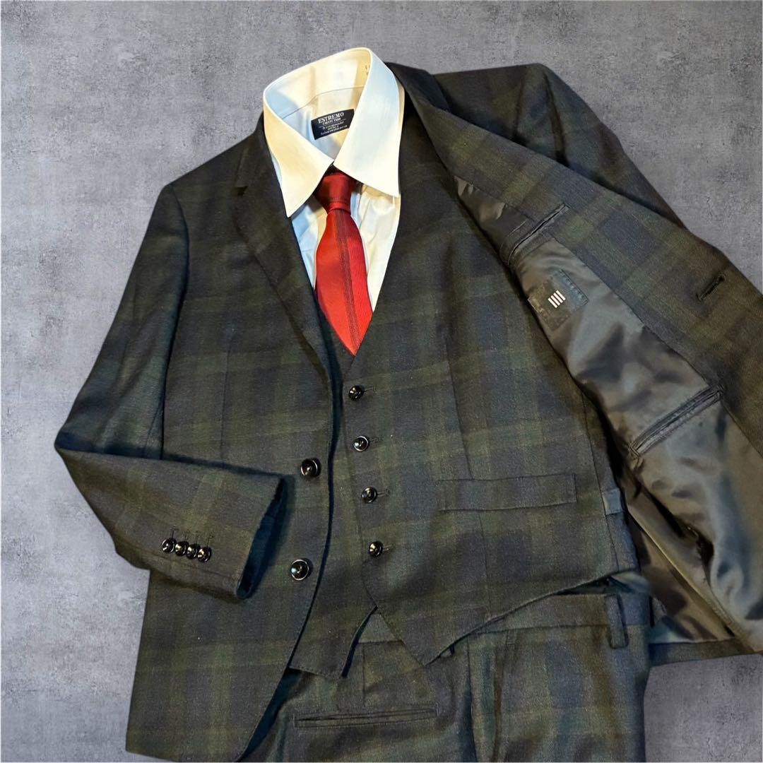 SUIT SELECT グリーン系チェック スリーピース A4 コーデ5点セット