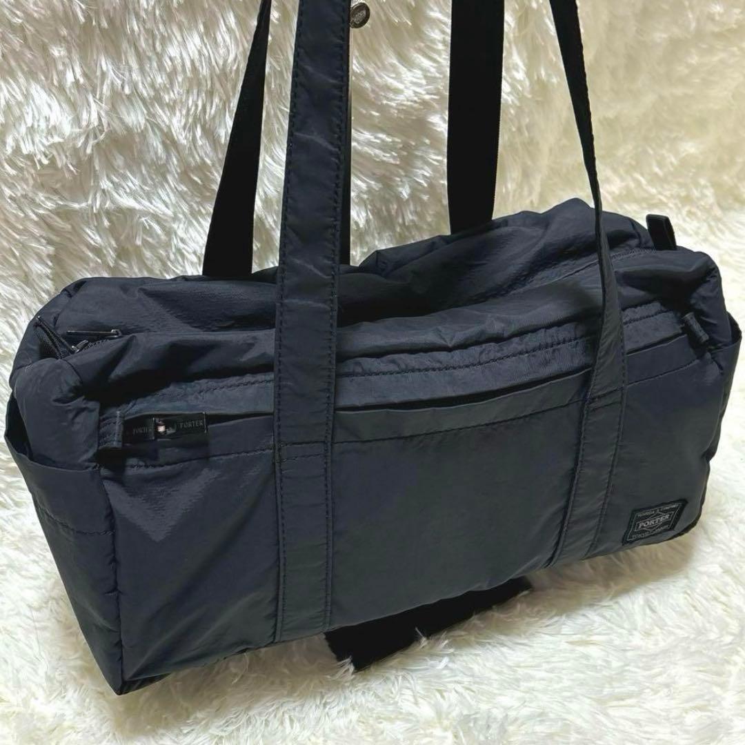 【美品】PORTER ナイロン ボストンバッグ　ドラムバッグ　ネイビー