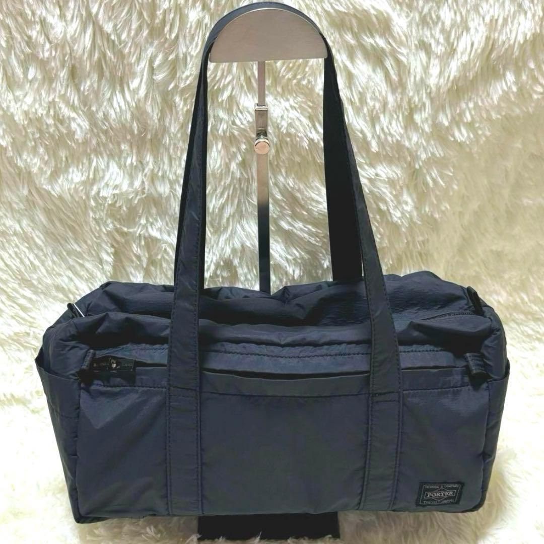 【美品】PORTER ナイロン ボストンバッグ　ドラムバッグ　ネイビー