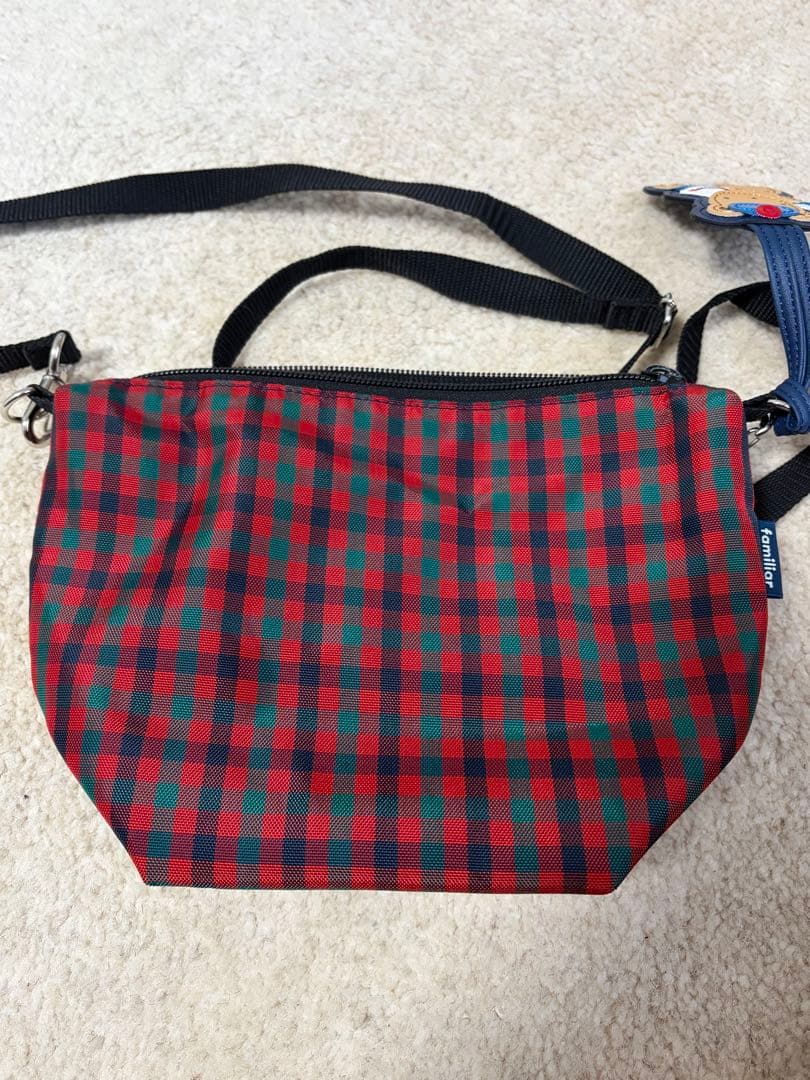 familiar 舟形ポシェット 赤系ファミリアチェック