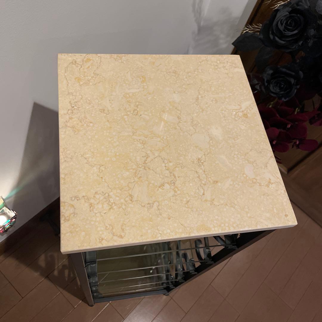 アンティーク調　天板大理石 スリッパラック