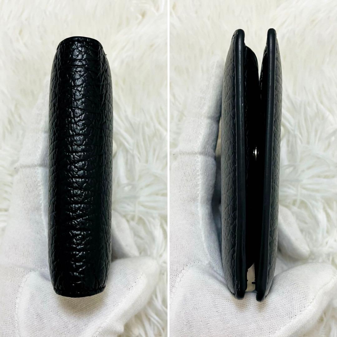 極美✨付属完備✨マルジェラ 二つ折り 財布 レザー 4ステッチ ブラック