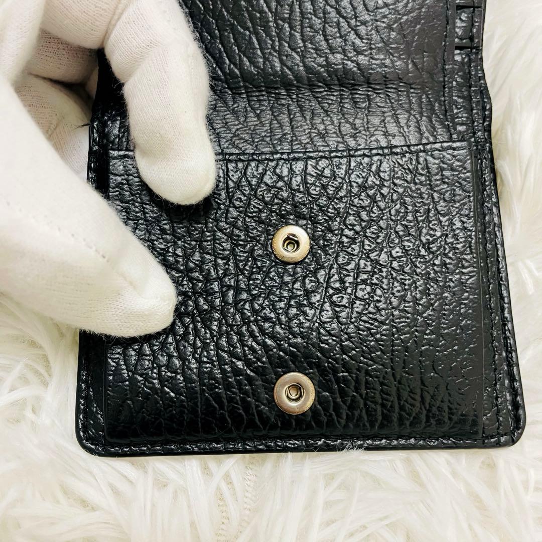 極美✨付属完備✨マルジェラ 二つ折り 財布 レザー 4ステッチ ブラック