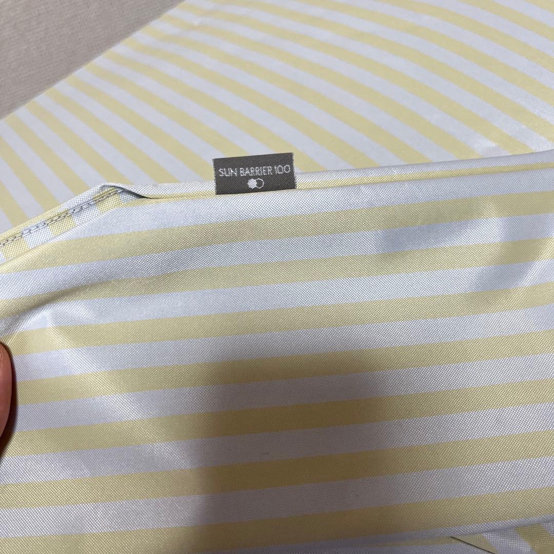 値下げ歓迎　サンバリア100 日傘３段折 イエローストライプ