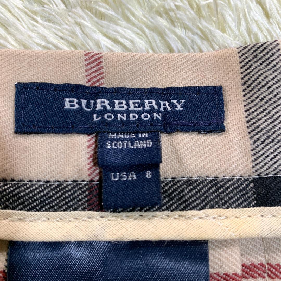 バーバリーロンドン プリーツスカート ラップ巻き ノバチェック ベージュ US8