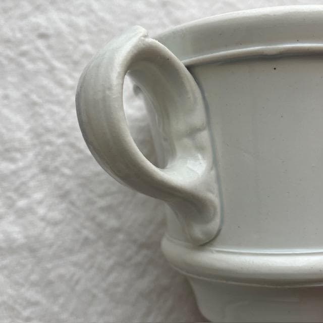 希少美品◆クレイユモントロー白いブリュロオクトゴナルカフェオレボウルカップジアン