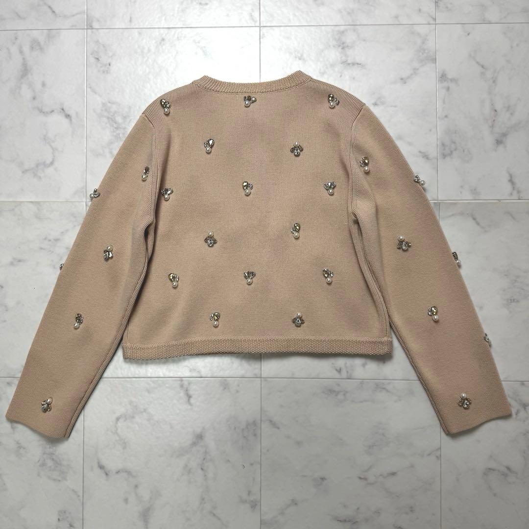 【極美品】 anuans アニュアンス ノーカラービジューニットジャケット