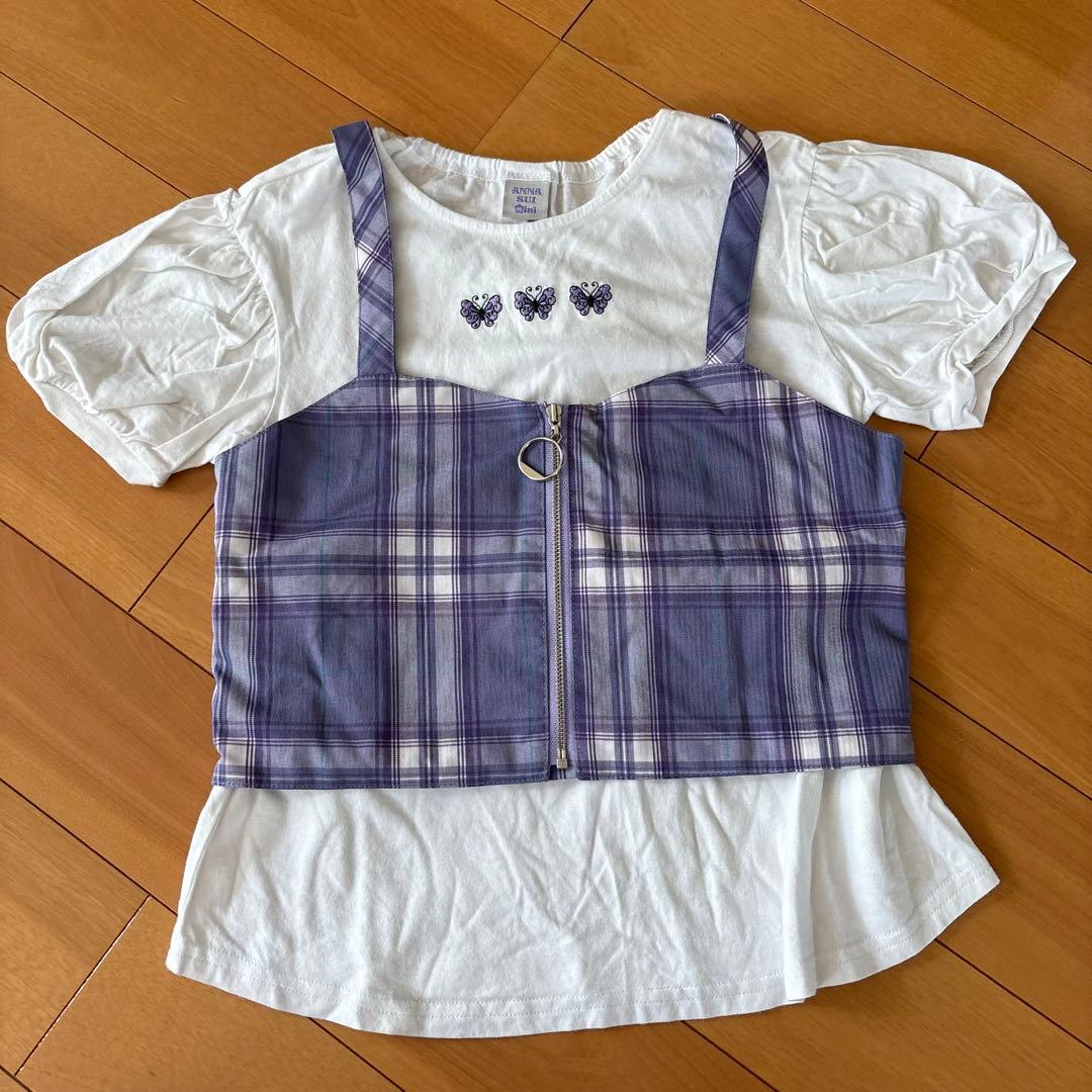 【美品】ANNA SUI MINI アナスイミニ チェック柄セットアップ 140