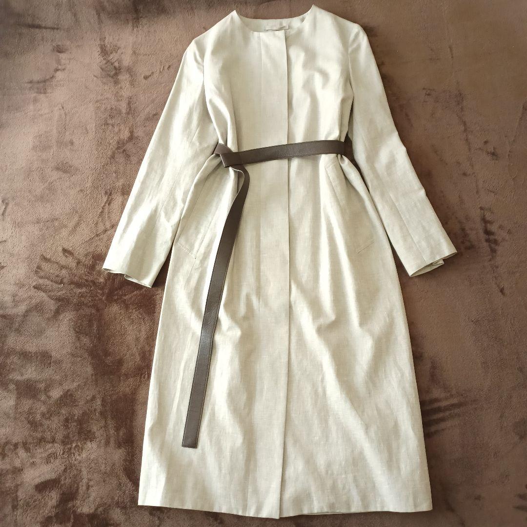 美品　マッキントッシュロンドン　ノーカラーコート　ロロピアーナ　リネン　シルク