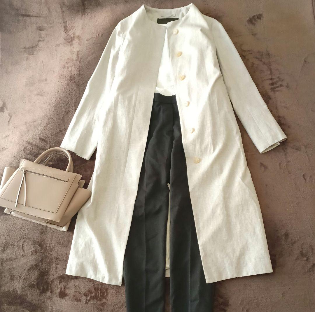 美品　マッキントッシュロンドン　ノーカラーコート　ロロピアーナ　リネン　シルク